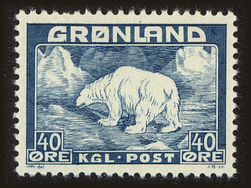 Front view of Greenland 8 collectors stamp