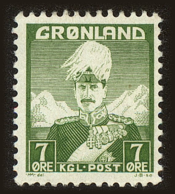 Front view of Greenland 3 collectors stamp