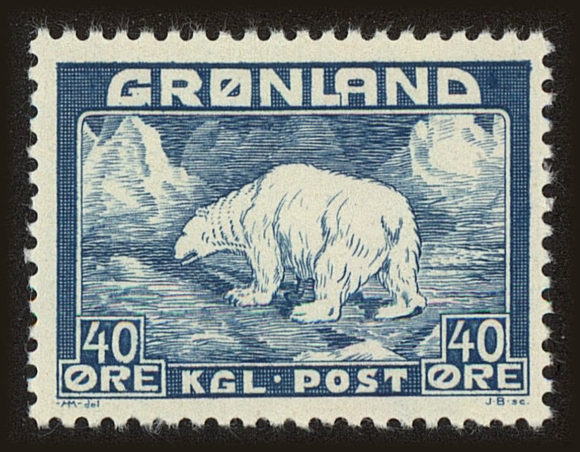 Front view of Greenland 8 collectors stamp