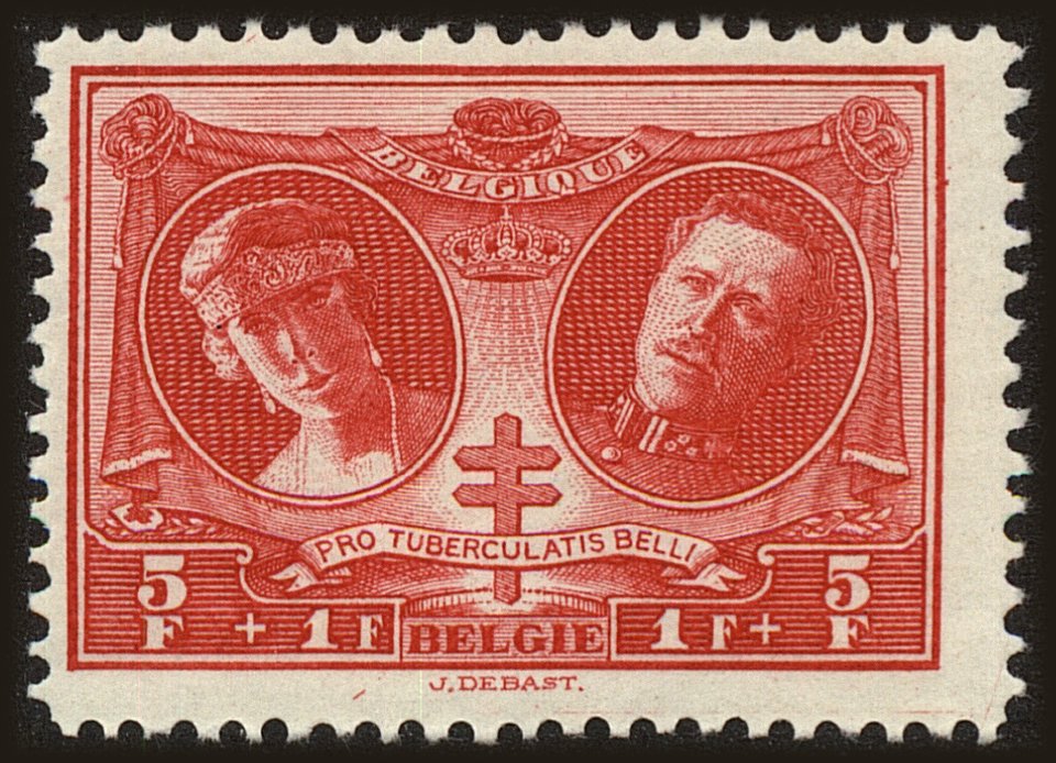 Front view of Belgium B63 collectors stamp