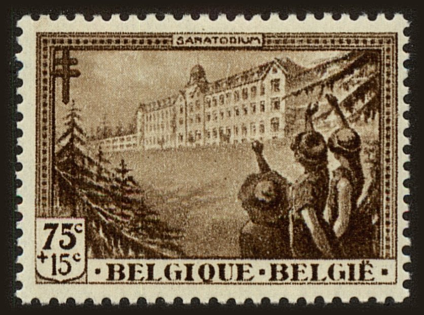 Front view of Belgium B128 collectors stamp
