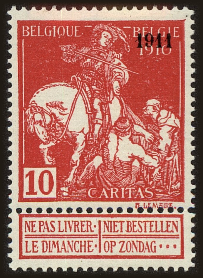 Front view of Belgium B16 collectors stamp