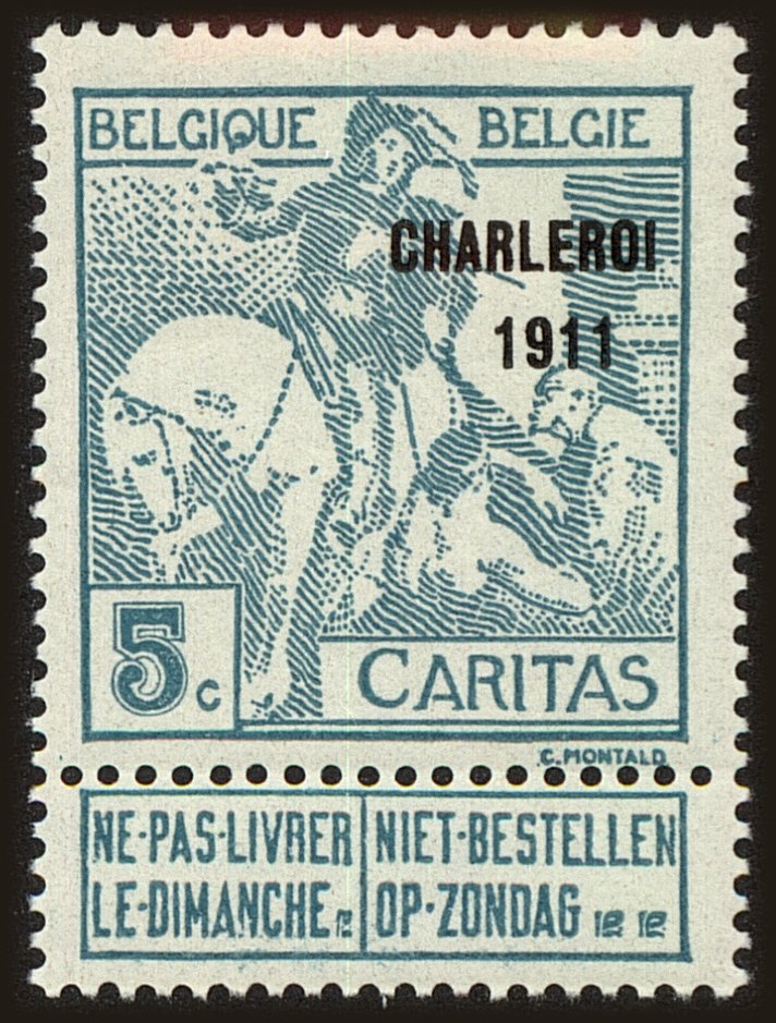 Front view of Belgium B19 collectors stamp