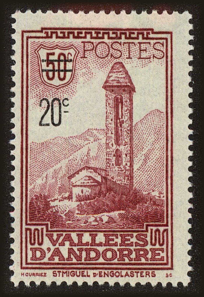 Front view of Andorra (French) 64 collectors stamp