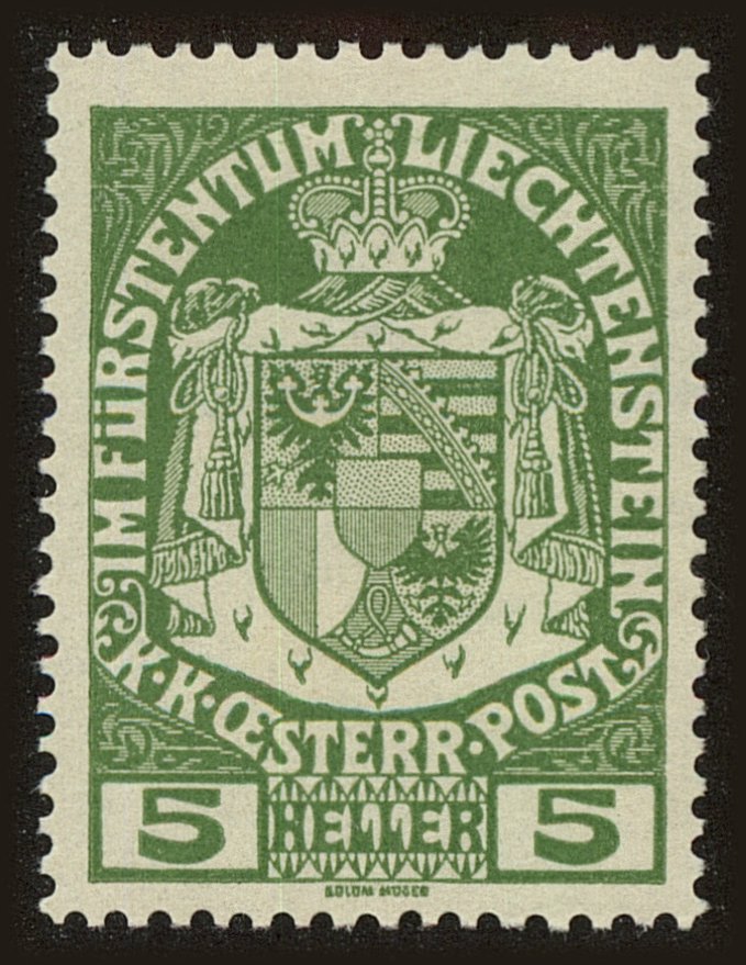 Front view of Liechtenstein 5 collectors stamp