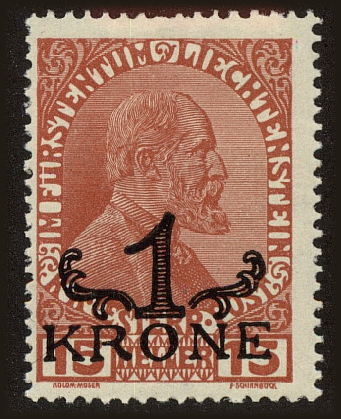 Front view of Liechtenstein 15 collectors stamp