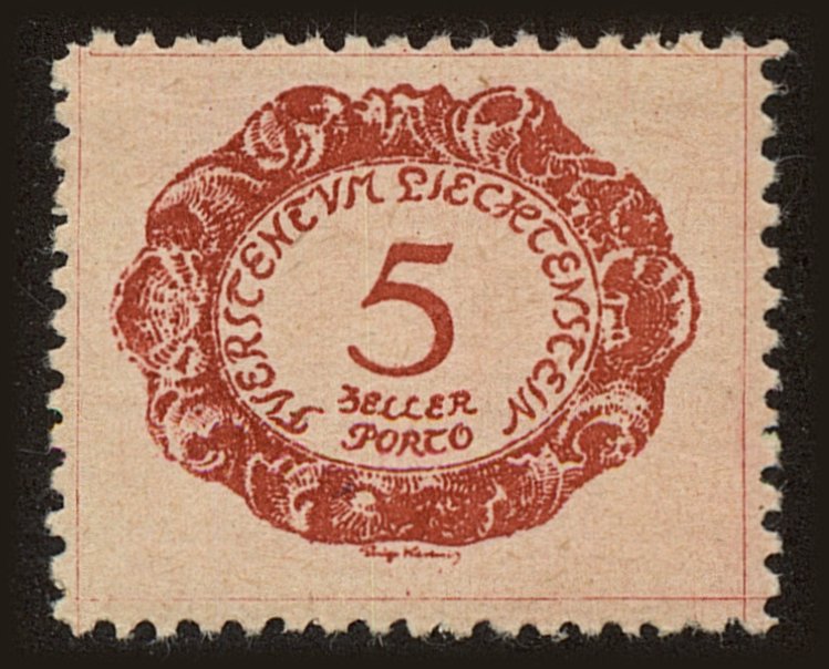 Front view of Liechtenstein J1 collectors stamp