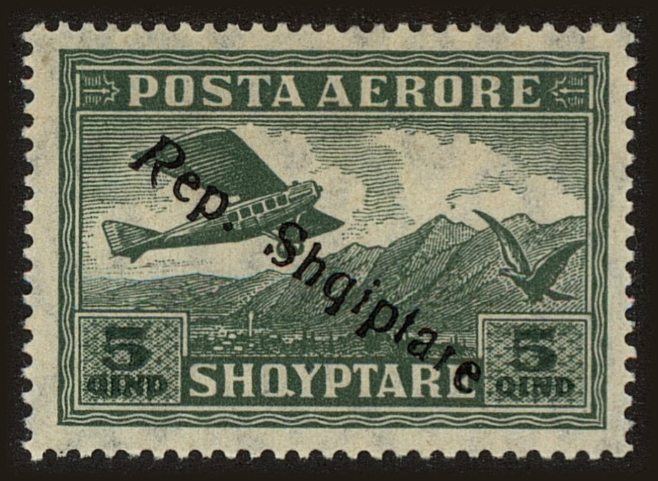 Front view of Albania C8 collectors stamp