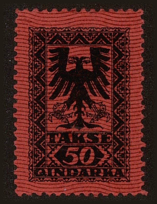 Front view of Albania J26 collectors stamp