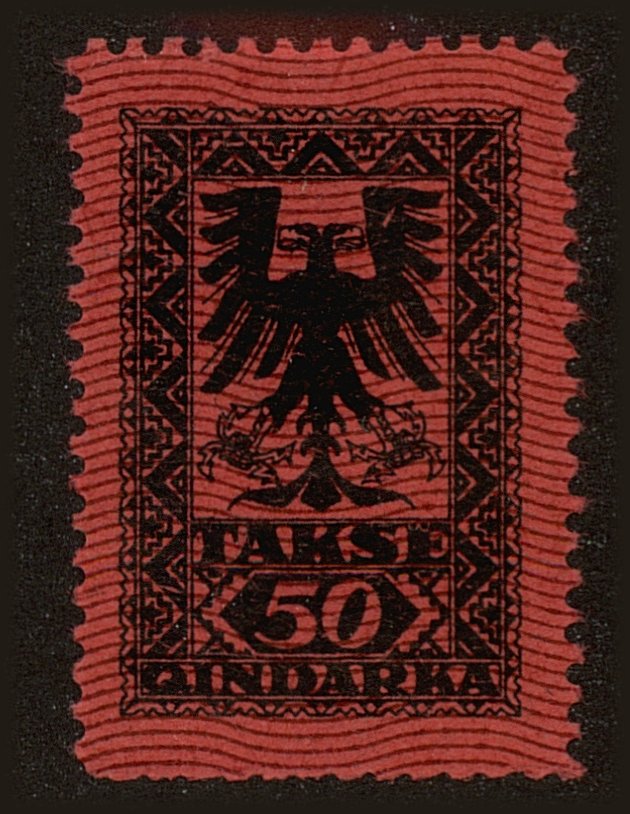 Front view of Albania J26 collectors stamp