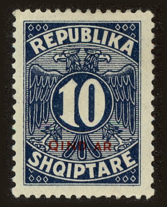 Front view of Albania J31 collectors stamp