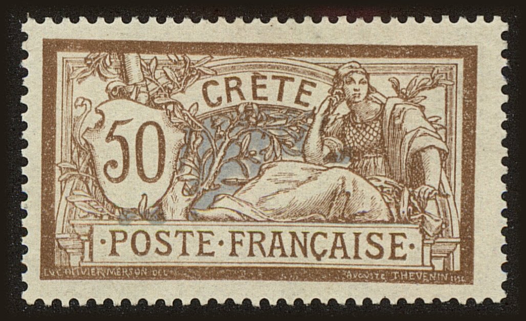 Front view of French Offices in Crete 12 collectors stamp