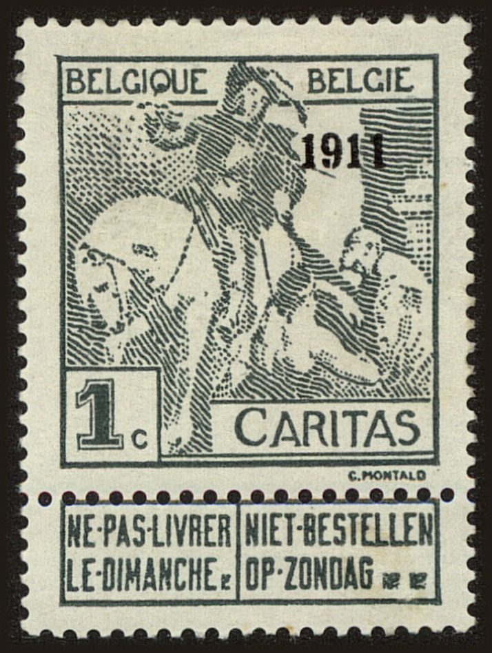 Front view of Belgium B9 collectors stamp