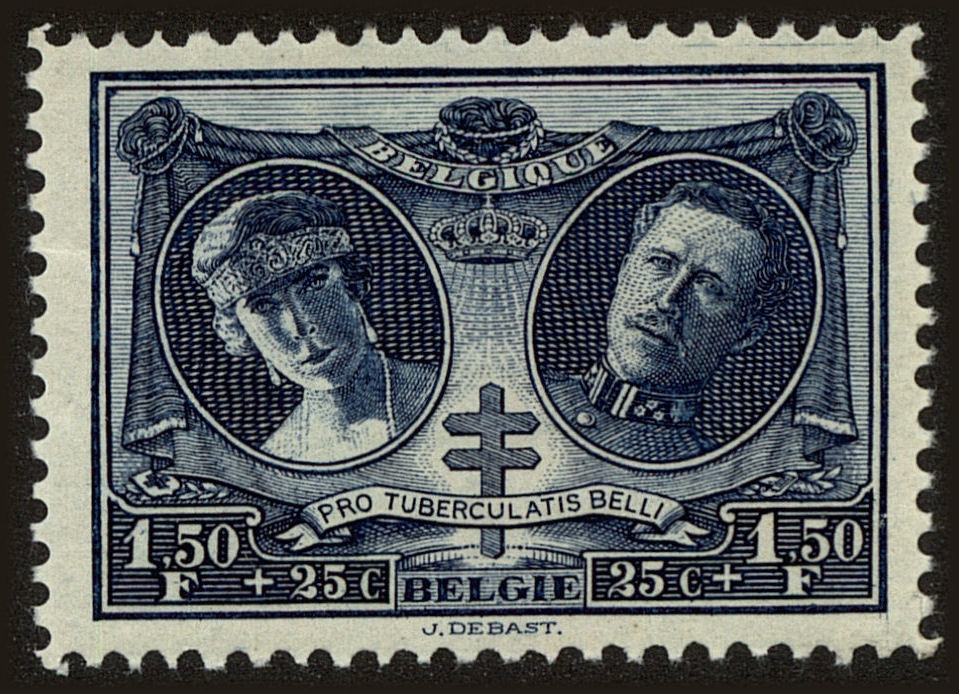 Front view of Belgium B62 collectors stamp