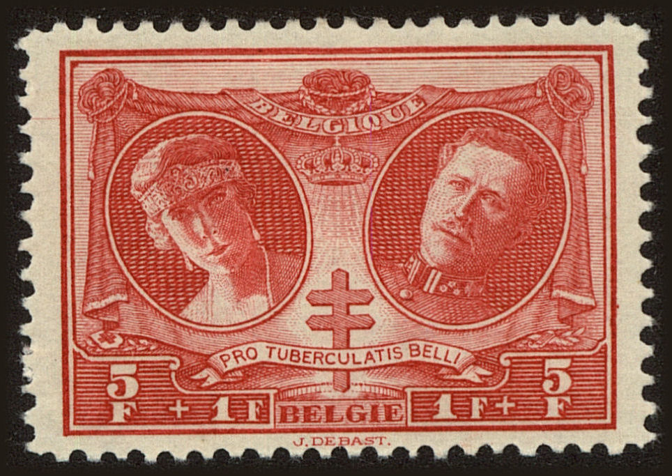 Front view of Belgium B63 collectors stamp