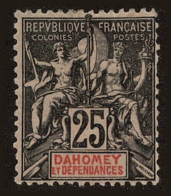 Front view of Dahomey 8 collectors stamp