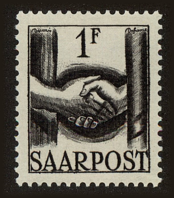 Front view of Saar 190 collectors stamp