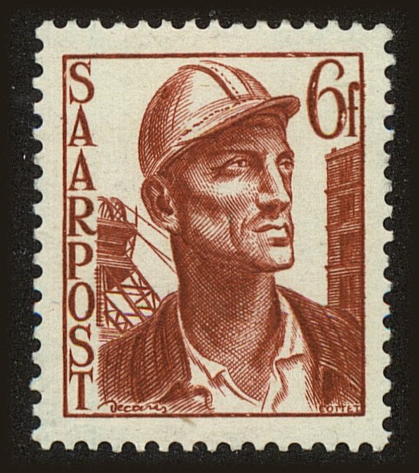 Front view of Saar 195 collectors stamp