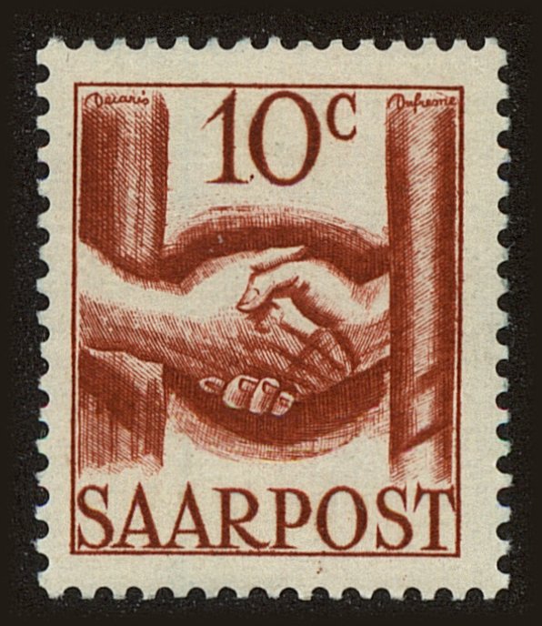 Front view of Saar 188 collectors stamp