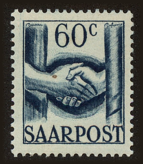 Front view of Saar 189 collectors stamp