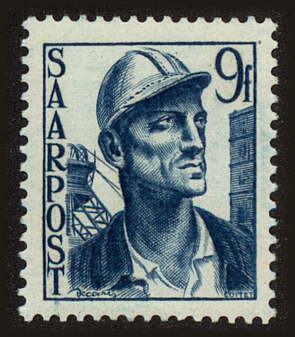 Front view of Saar 196 collectors stamp