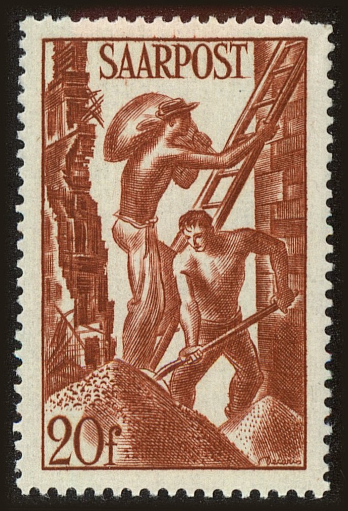 Front view of Saar 199 collectors stamp