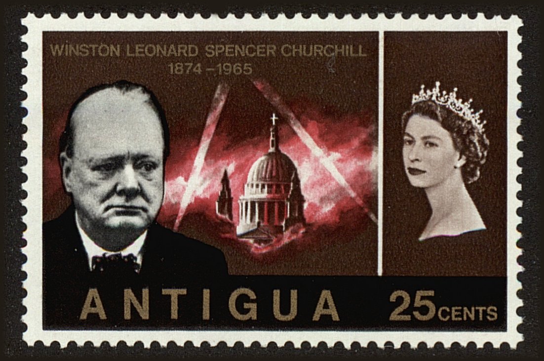 Front view of Antigua 159 collectors stamp