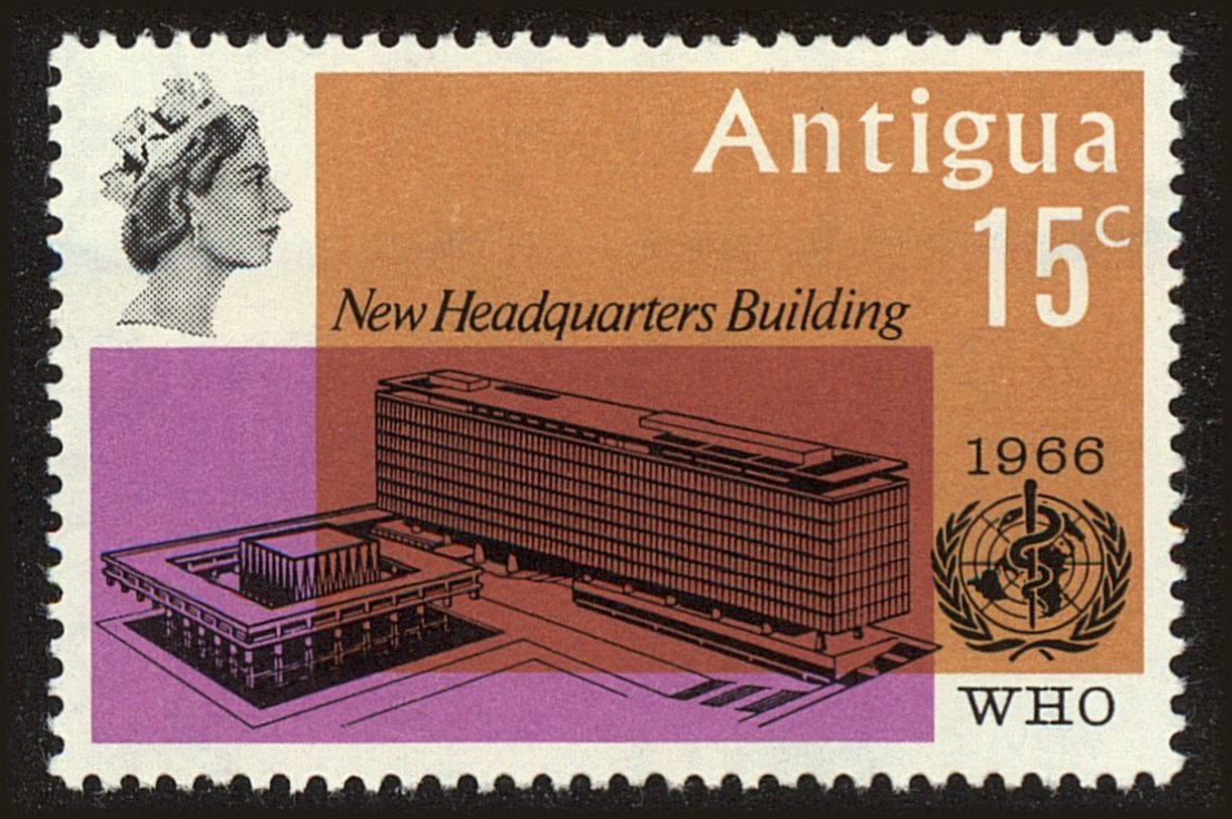 Front view of Antigua 166 collectors stamp