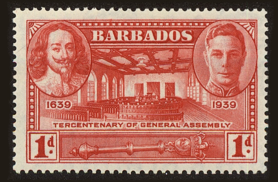 Front view of Barbados 203 collectors stamp