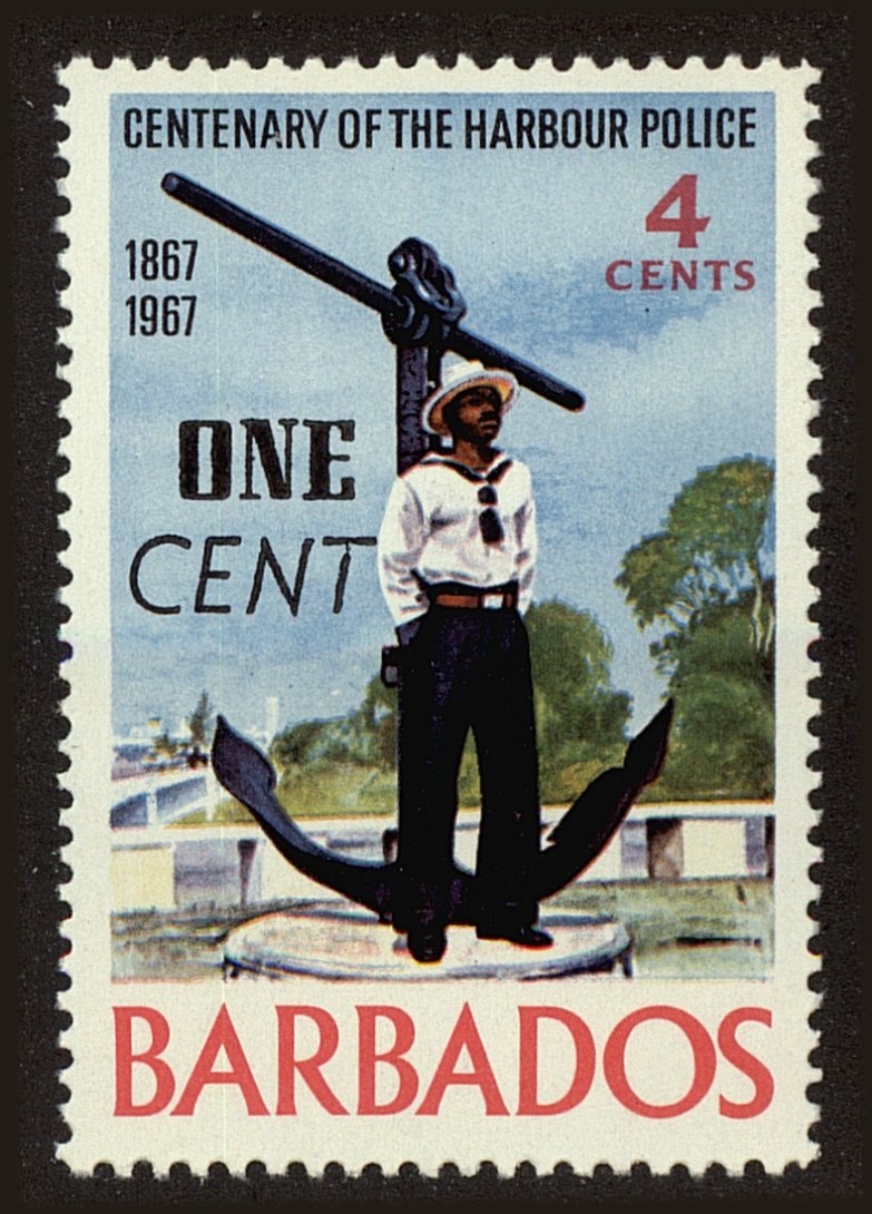 Front view of Barbados 322 collectors stamp