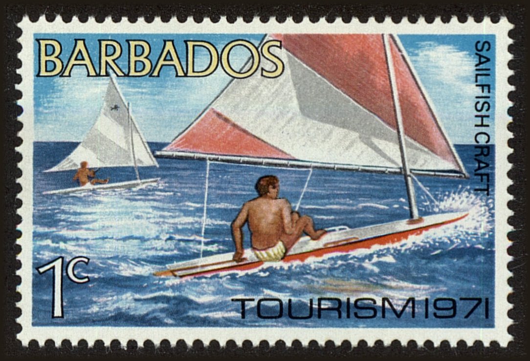Front view of Barbados 357 collectors stamp