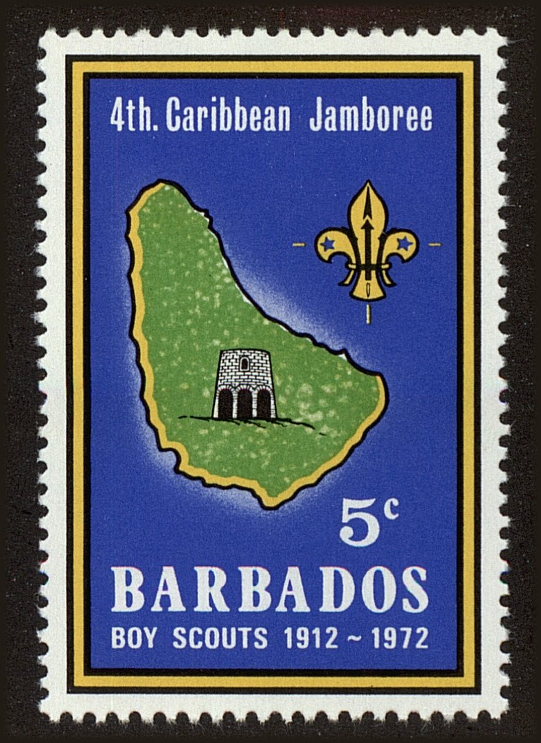 Front view of Barbados 372 collectors stamp