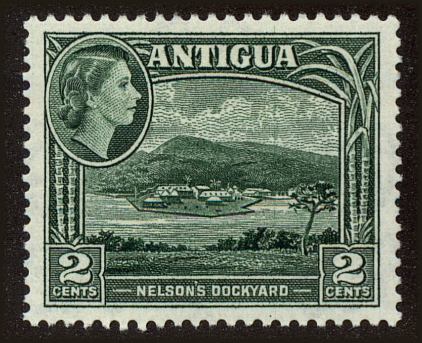 Front view of Antigua 109 collectors stamp