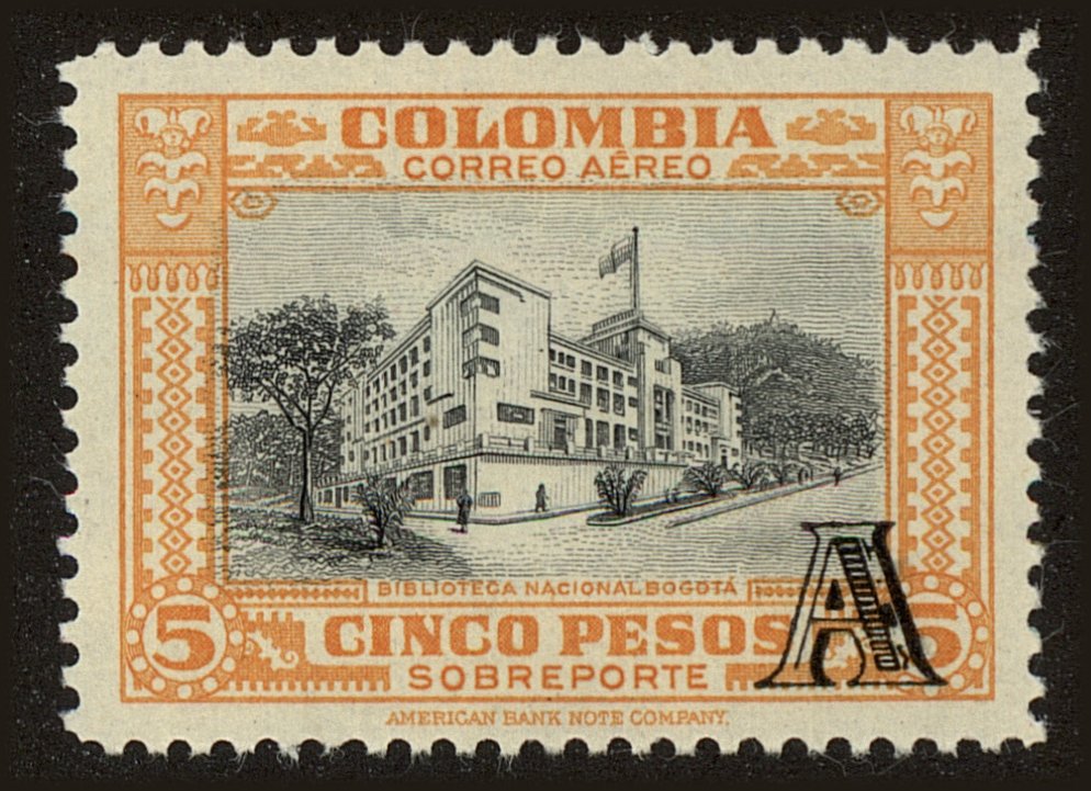 Front view of Colombia C216 collectors stamp