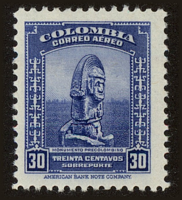 Front view of Colombia C221 collectors stamp