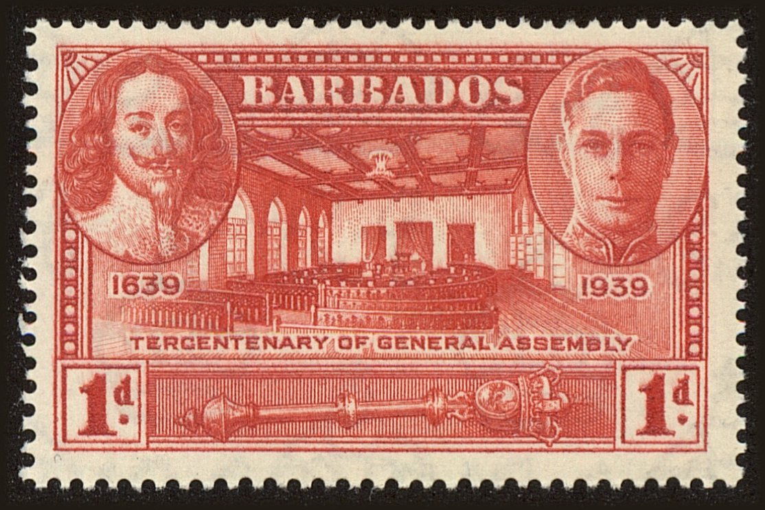 Front view of Barbados 203 collectors stamp