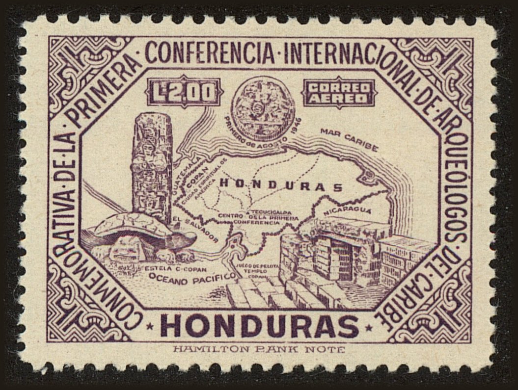 Front view of Honduras C168 collectors stamp