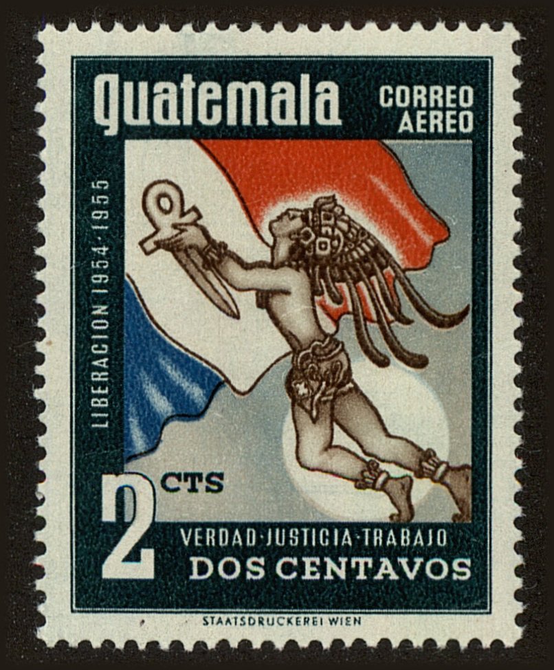Front view of Guatemala C210 collectors stamp