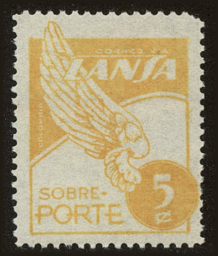 Front view of Colombia C166 collectors stamp