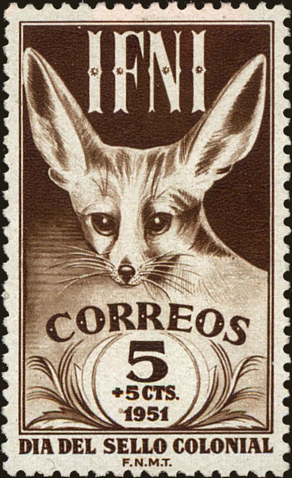 Front view of Ifni B4 collectors stamp
