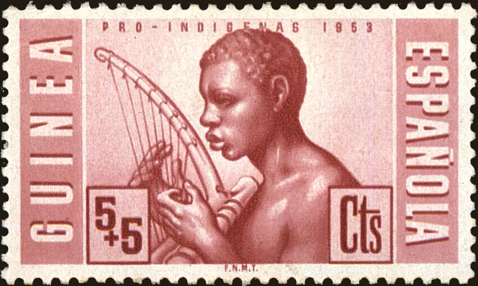 Front view of Spanish Guinea B25 collectors stamp
