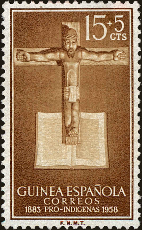 Front view of Spanish Guinea B49 collectors stamp