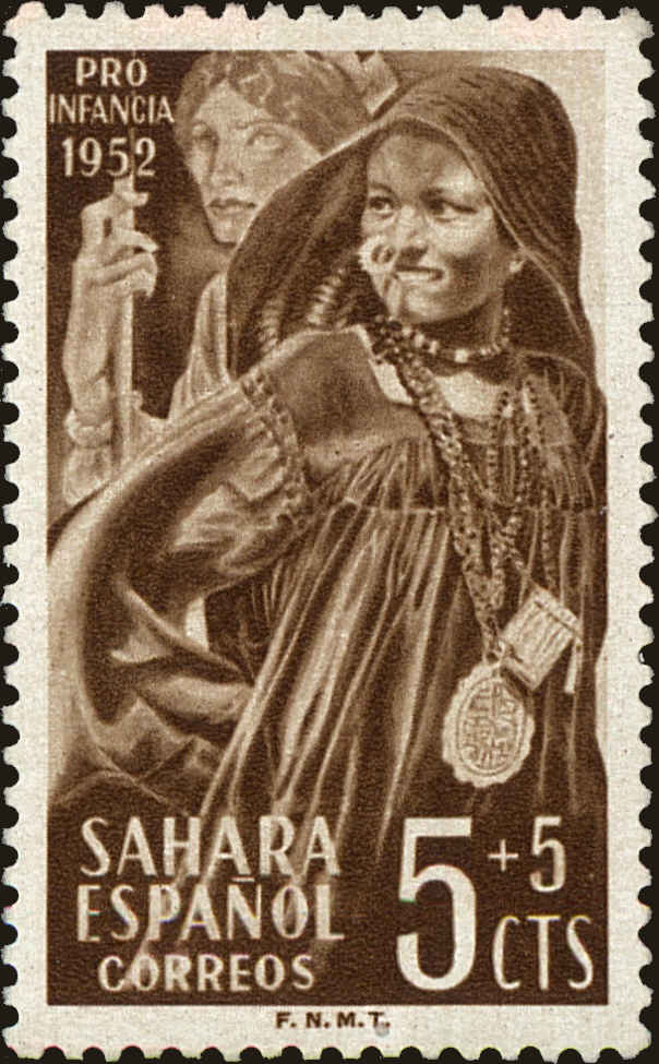 Front view of Spanish Sahara B19 collectors stamp