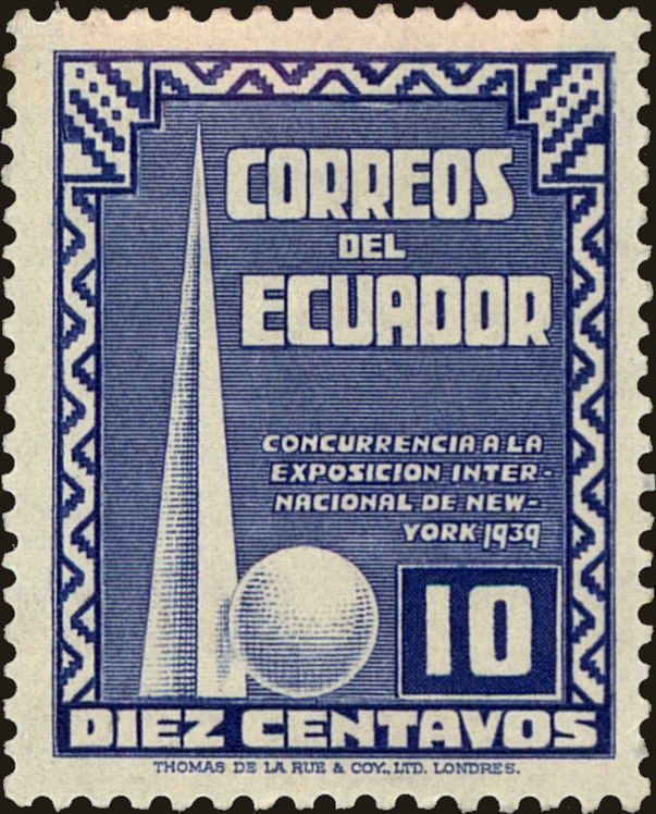 Front view of Ecuador 390 collectors stamp