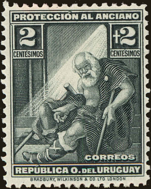 Front view of Uruguay B2 collectors stamp
