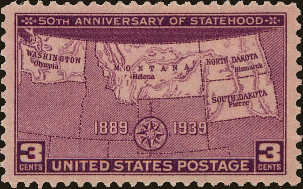 Front view of United States 858 collectors stamp