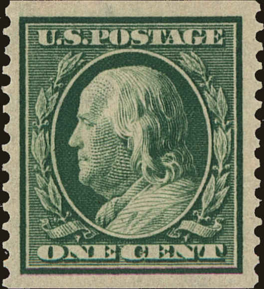 Front view of United States 387 collectors stamp