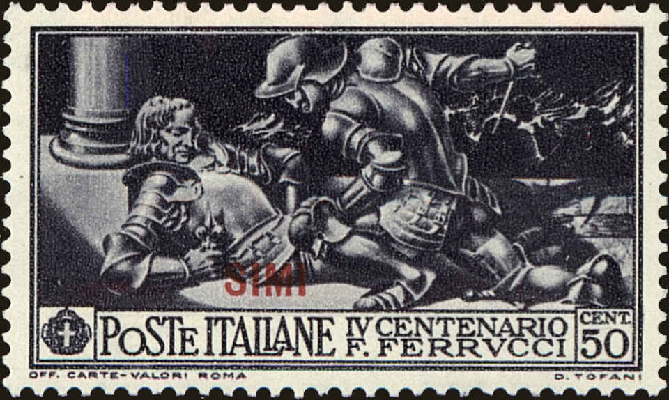 Front view of Simi 14 collectors stamp
