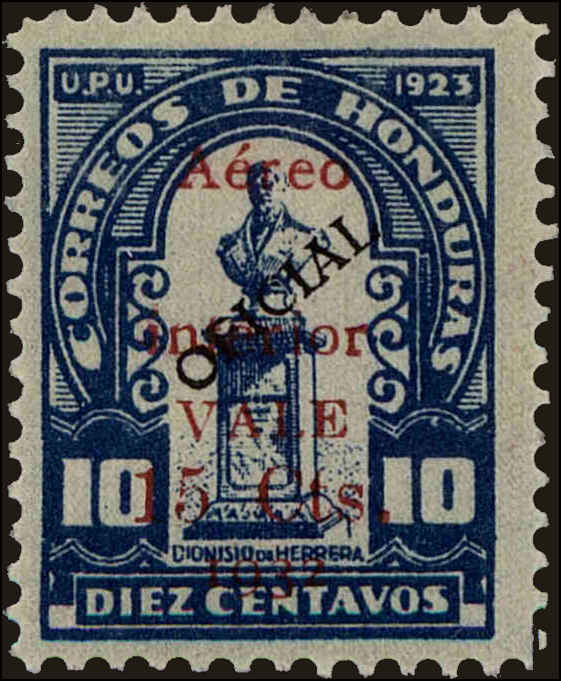 Front view of Honduras C75 collectors stamp