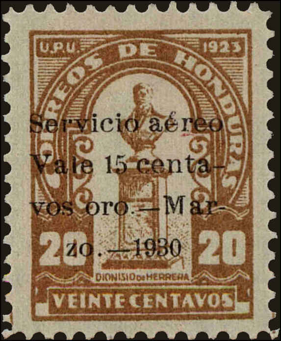 Front view of Honduras C27 collectors stamp